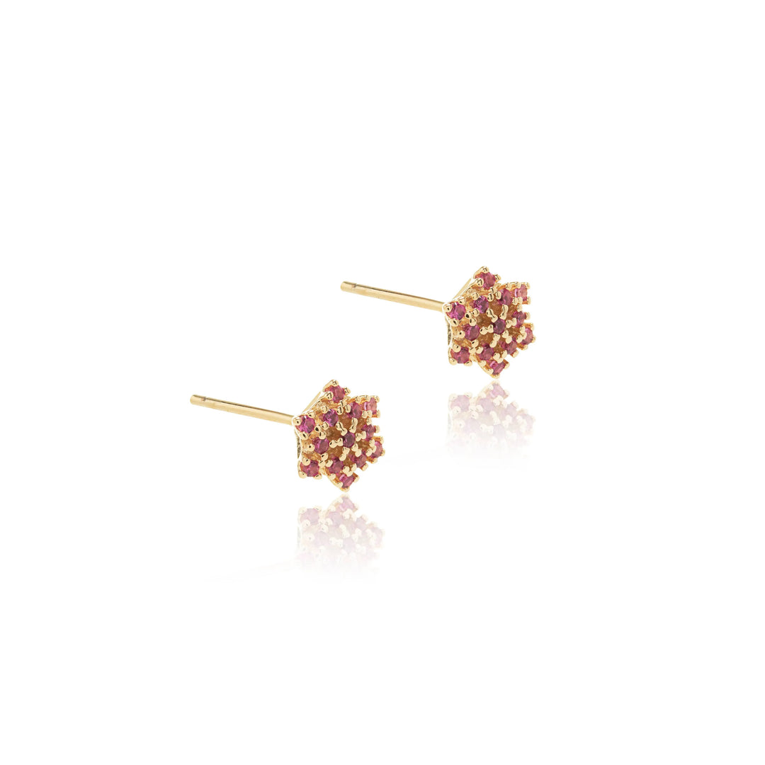 Bright Flake with Red Cubic Zirconia stud earrings 18k Gold Filled, Elladora Store Australia