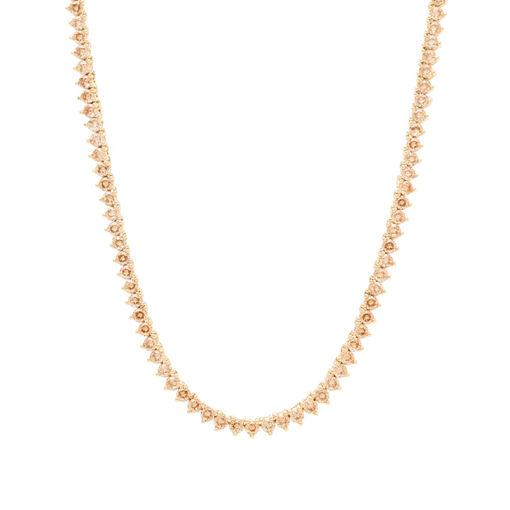 Bright Amber Zirconia Tennis Necklace,18k Gold Filled