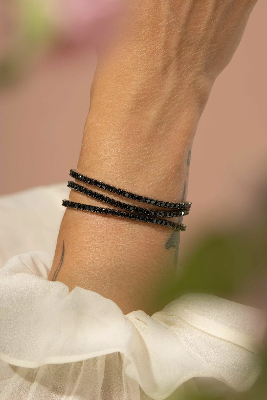 Black Zirconia Tennis Bracelet and Necklace Set, Rhodium Plated