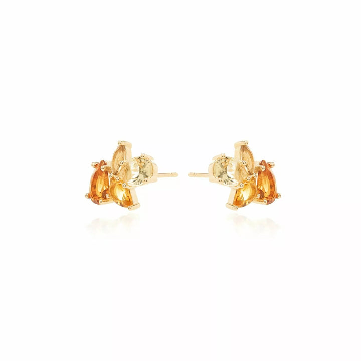 Bright Citrine Crystal Earrings, 18k Gold Filled