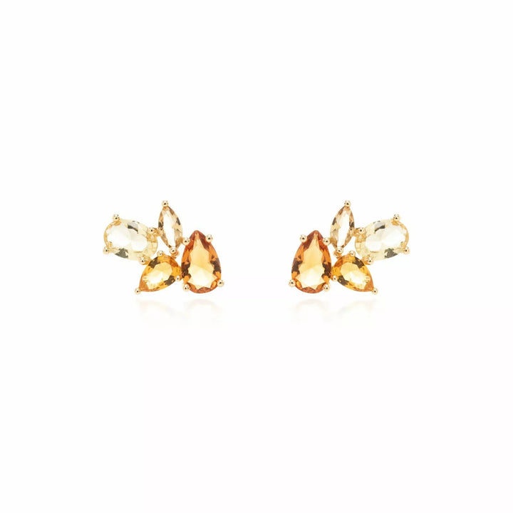 Bright Citrine Crystal Earrings, 18k Gold Filled