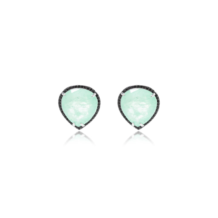 Bright Pear Colombian Emerald Fusion Earrings, Rhodium Plated