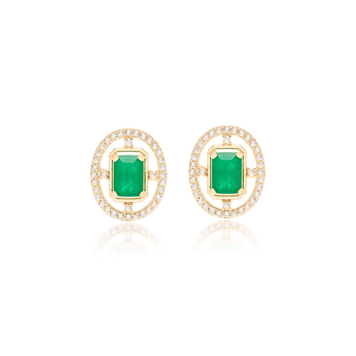 Bright Emerald Crystal Earrings, 18k Gold Filled