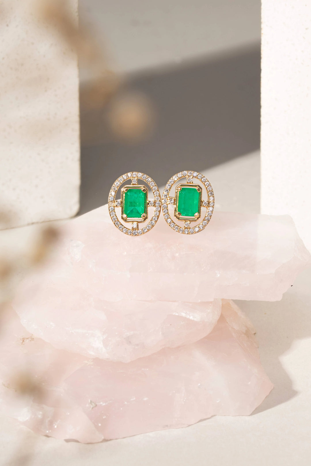 Bright Emerald Crystal Earrings, 18k Gold Filled