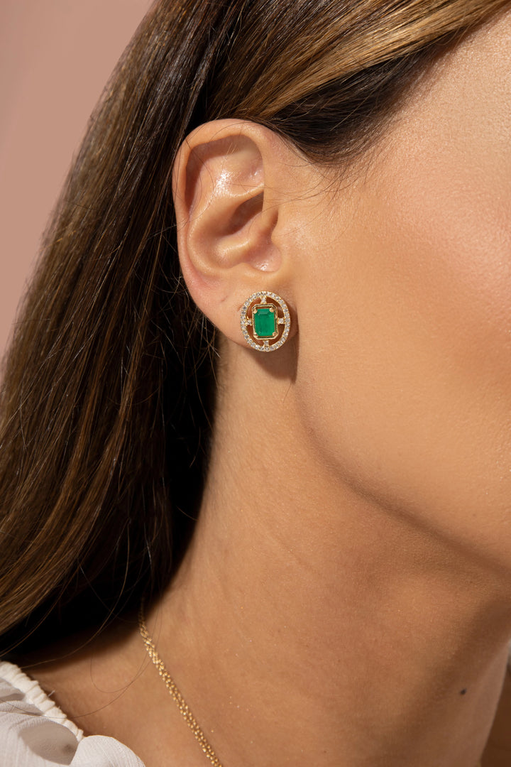 Bright Emerald Crystal Earrings, 18k Gold Filled
