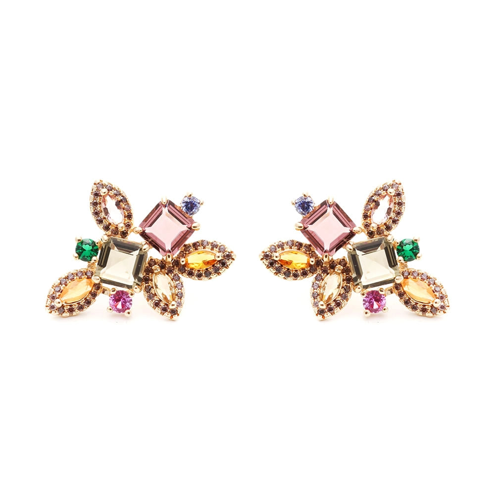 Bright Leaf-Shaped Earrings, 18K Gold Filled