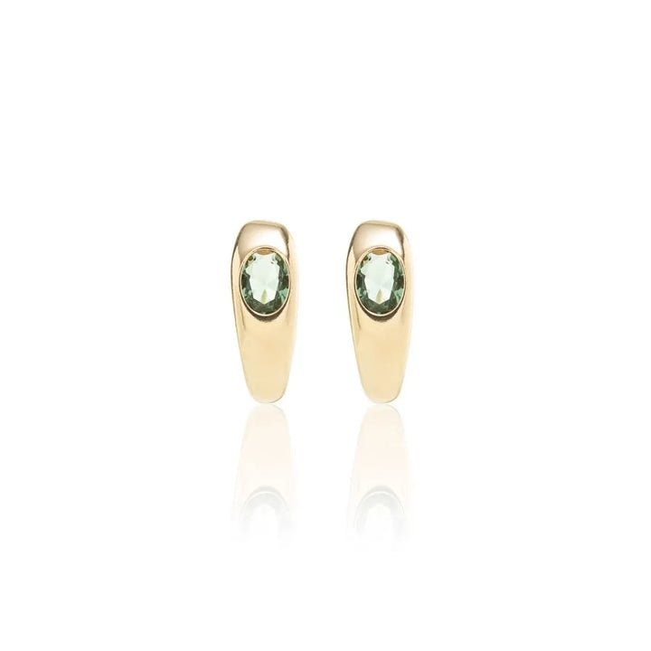 Bright Modern Beryl Crystal Hoop Earrings, 18k Gold Filled