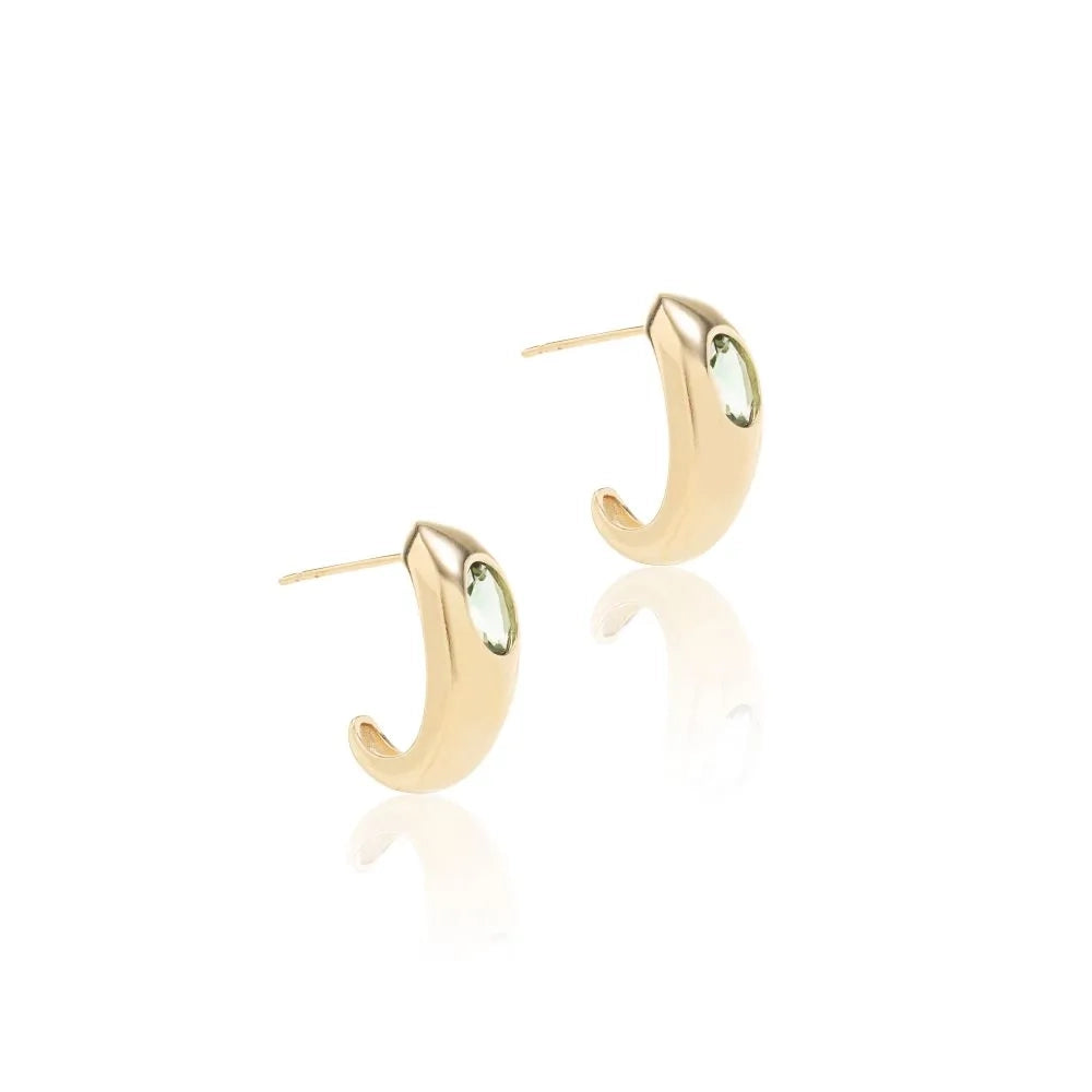 Bright Modern Beryl Crystal Hoop Earrings, 18k Gold Filled