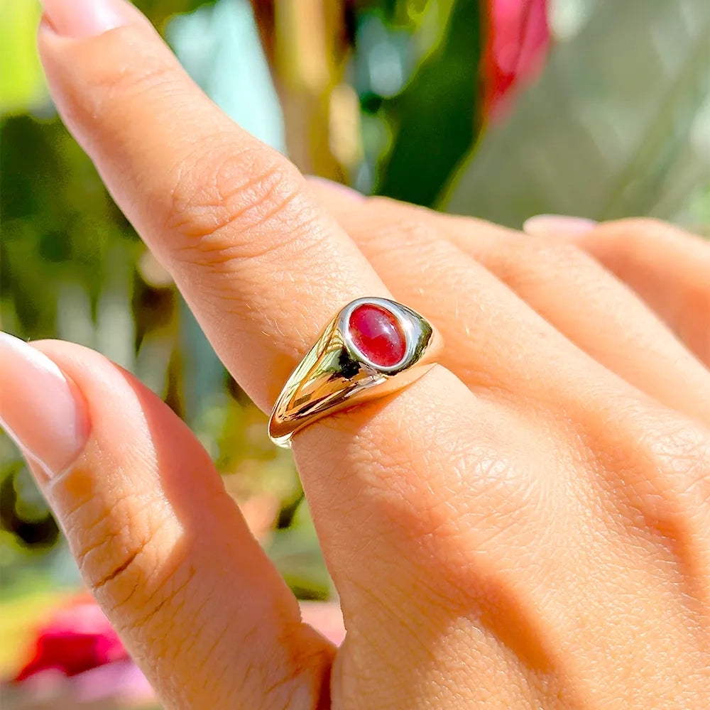 Bright Modern Bold Oval Ring,18k Gold Filled