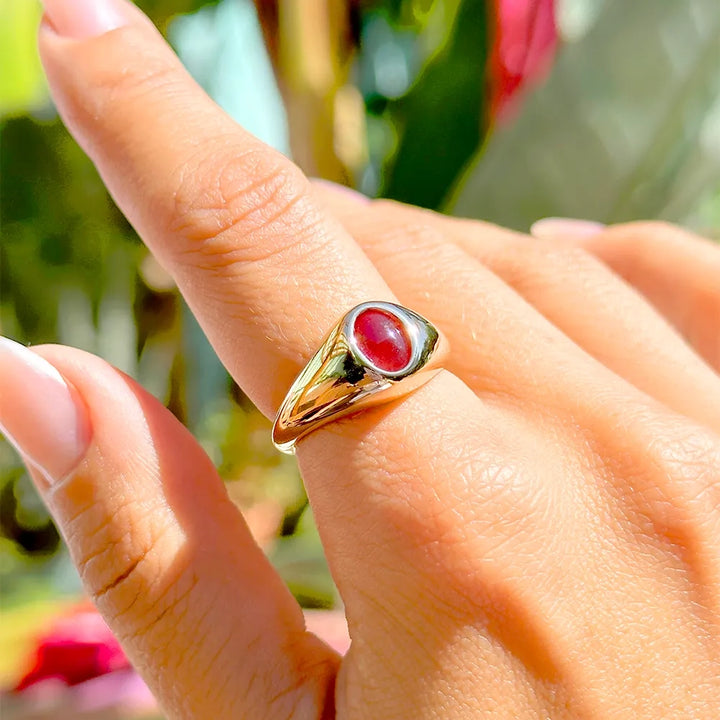 Bright Modern Bold Oval Ring,18k Gold Filled