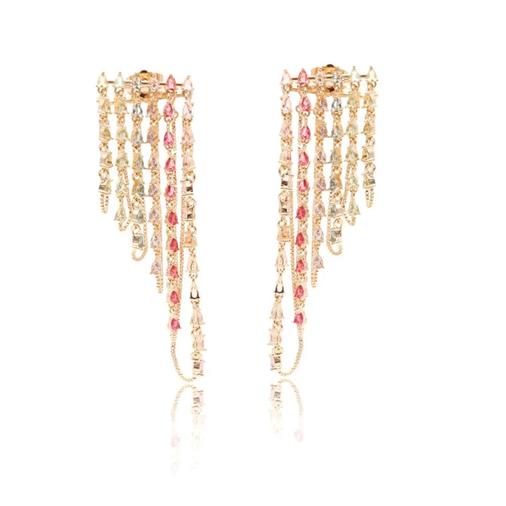 Bright Modern Fringe Earrings, 18k Gold Filled