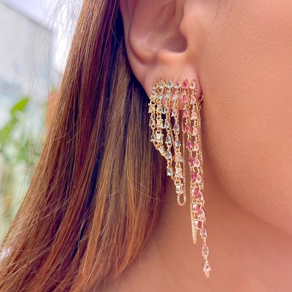 Bright Modern Fringe Earrings, 18k Gold Filled