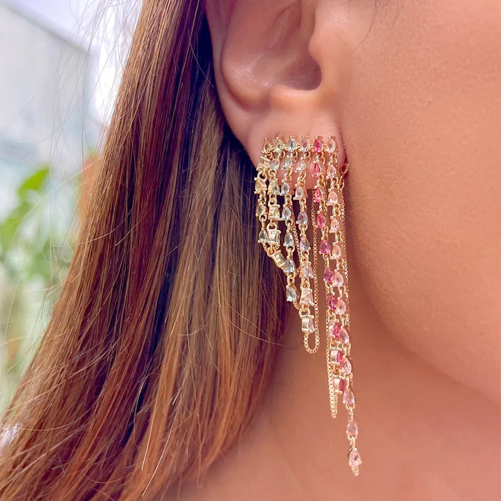 Bright Modern Fringe Earrings, 18k Gold Filled