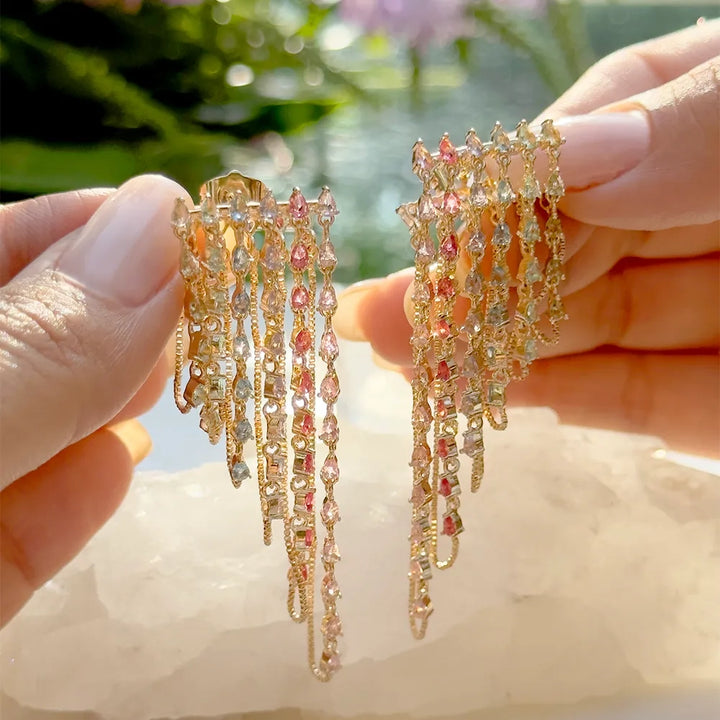 Bright Modern Fringe Earrings, 18k Gold Filled