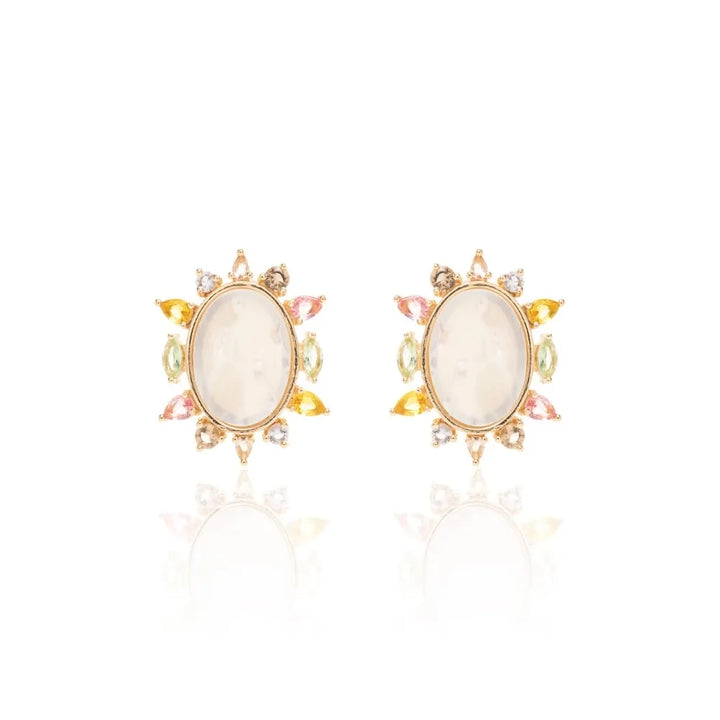 Bright Modern Mother of Pearl Earrings, 18k Gold Filled