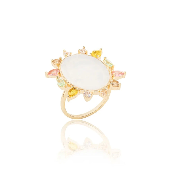 Bright Modern Mother of Pearl Ring,18k Gold Filled