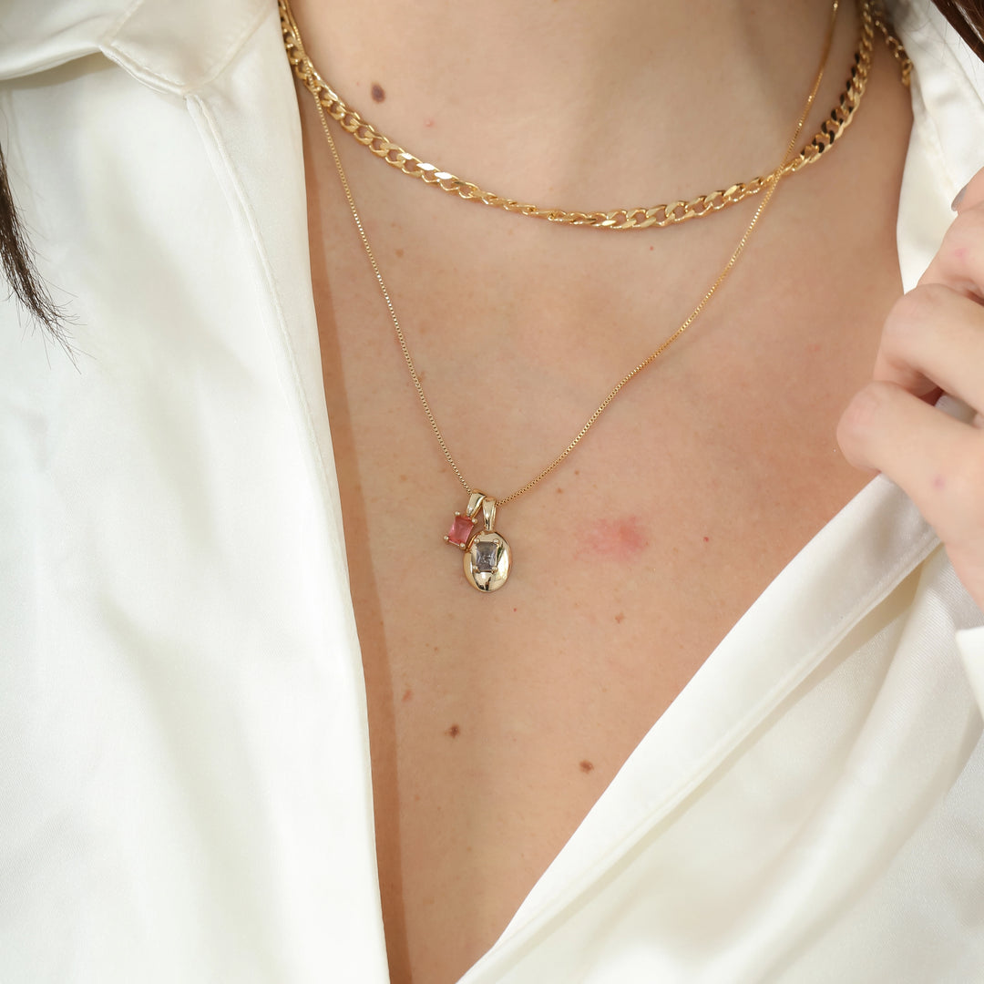 Bright Modern Oval Pendant Necklace, 18k Gold Filled