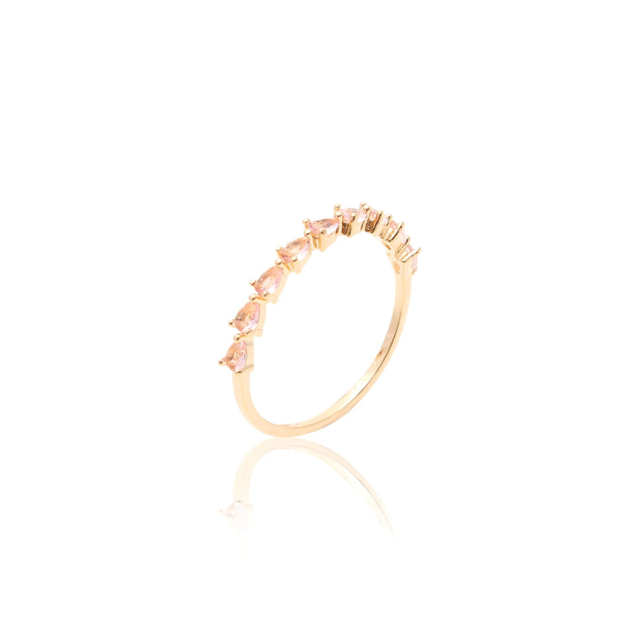 Bright Modern Rose Quartz Crystal Band Rings, 18k Gold Filled