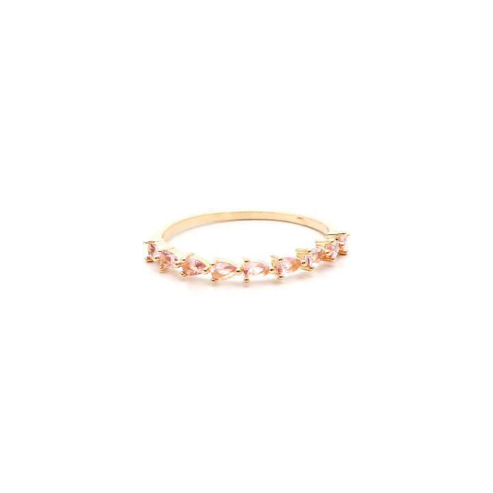 Bright Modern Rose Quartz Crystal Band Rings, 18k Gold Filled