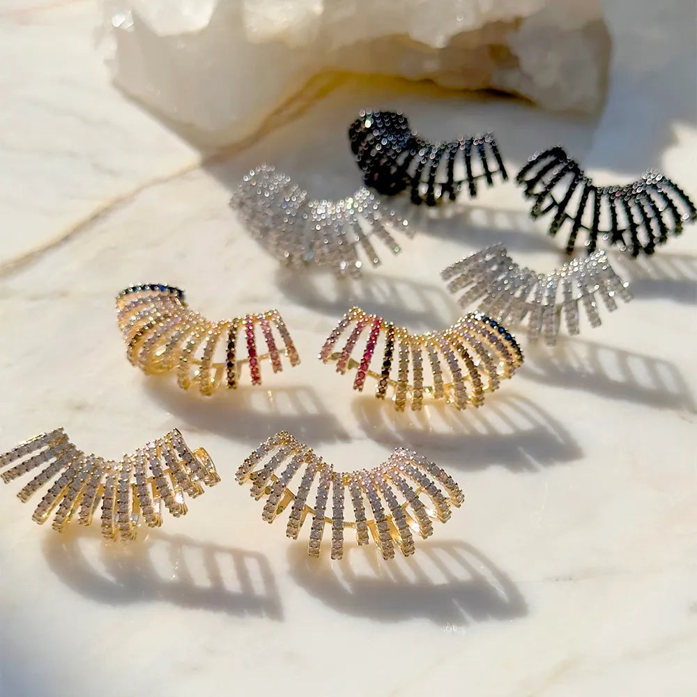 Bright Modern Wave Ear Cuffs Earrings, 18k Gold Filled