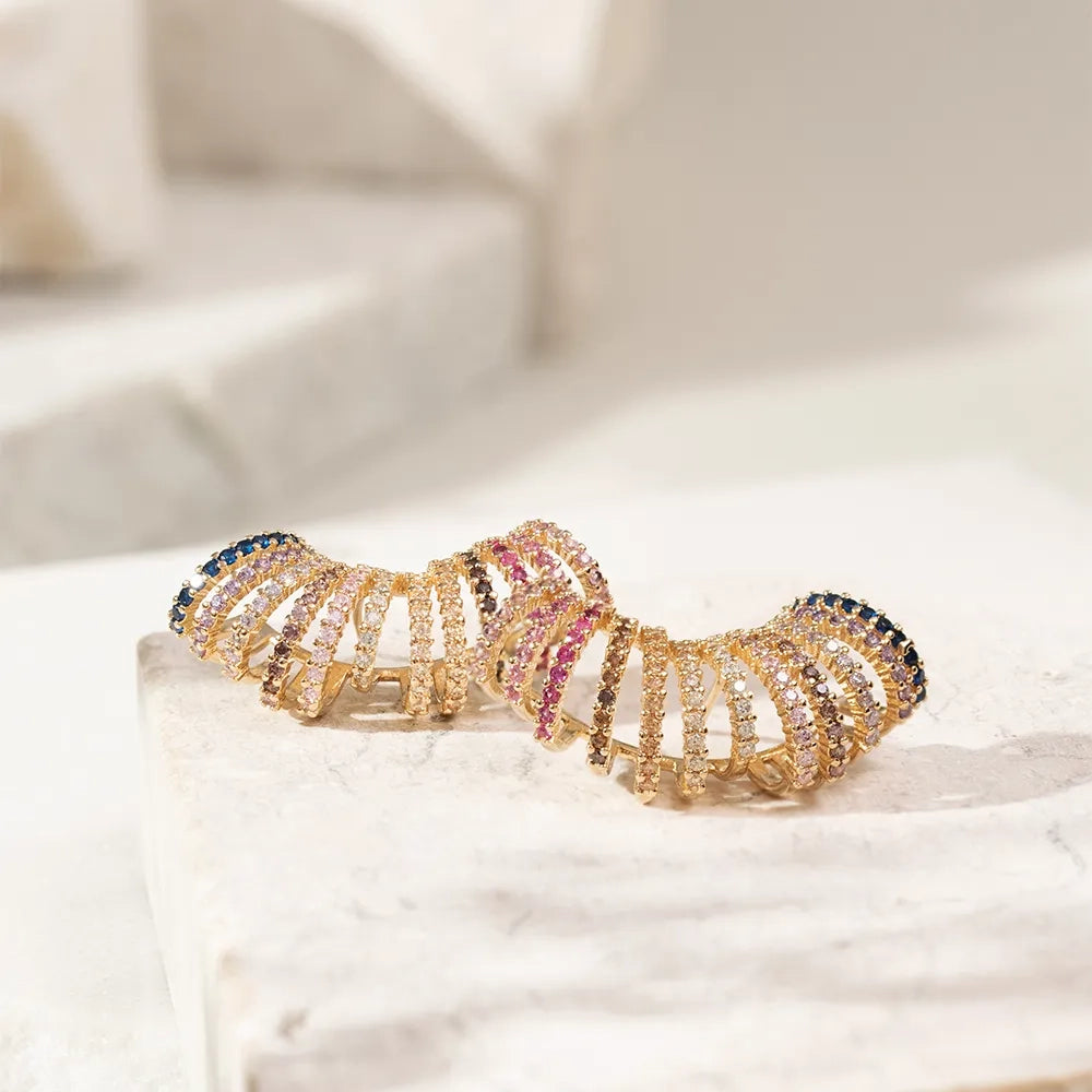 Bright Modern Wave Ear Cuffs Earrings, 18k Gold Filled