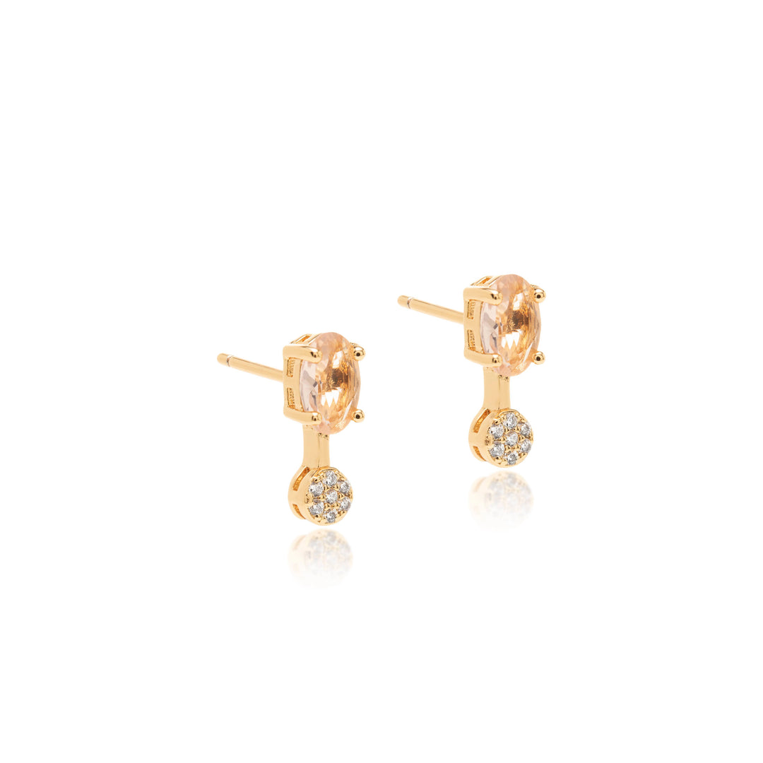 Bright Morganite Crystal Stud Earrings, 18k Gold Filled