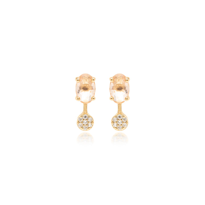 Bright Morganite Crystal Stud Earrings, 18k Gold Filled