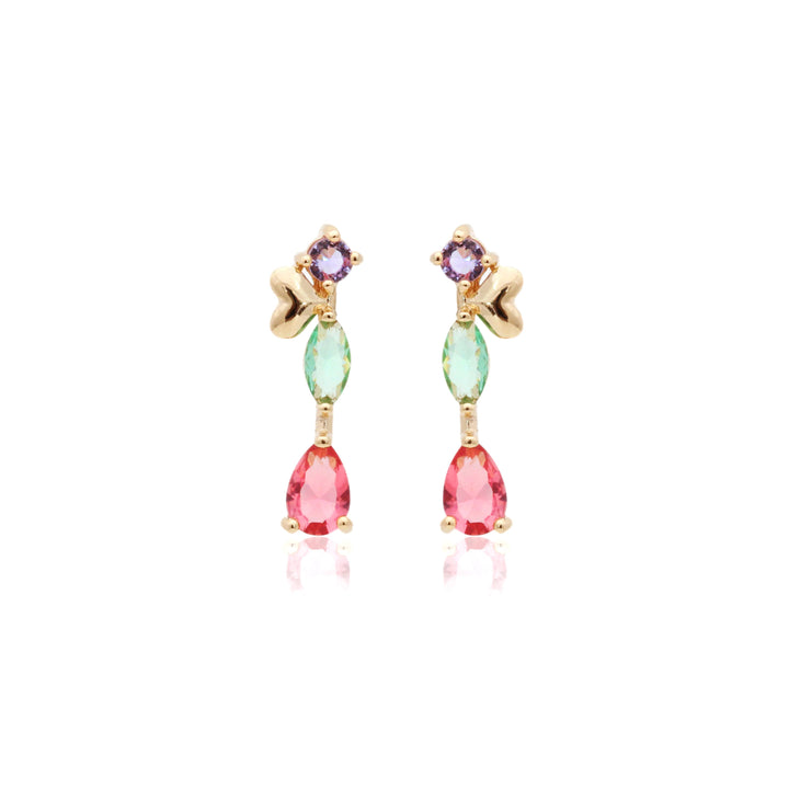 Bright Modern Pink Tourmaline Earrings, 18k Gold Filled
