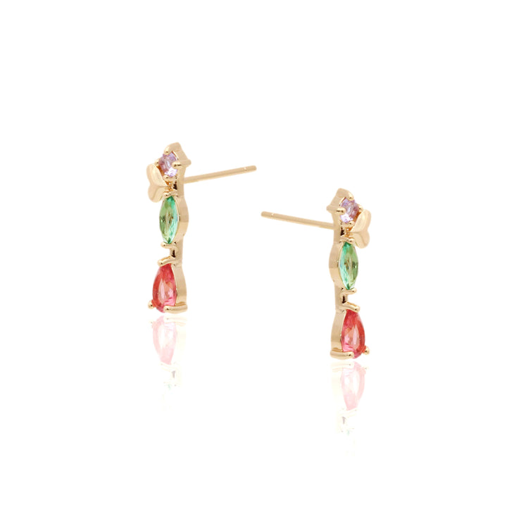 Bright Modern Pink Tourmaline Earrings, 18k Gold Filled