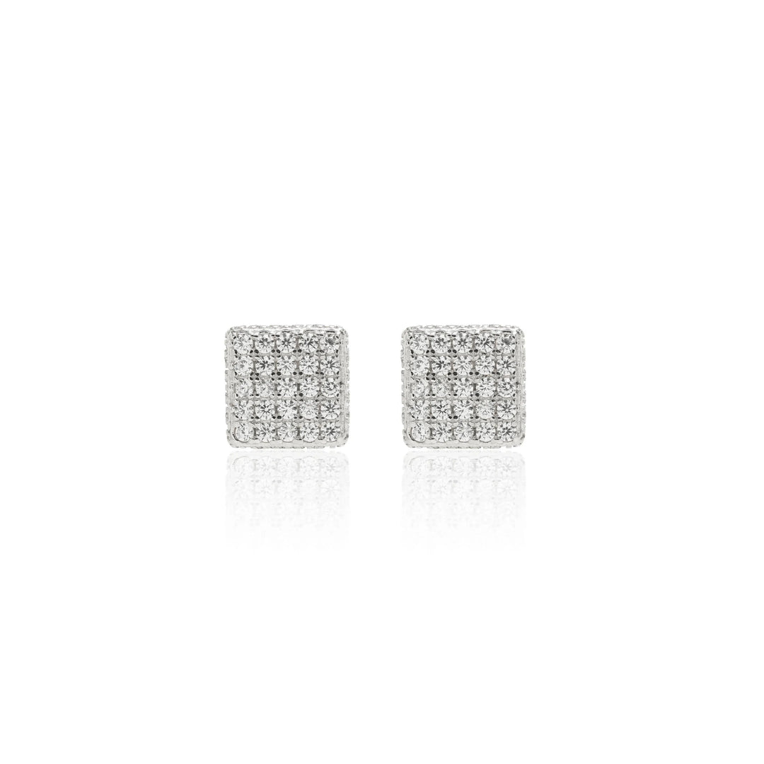 Bright Square with white Cubic Zirconia Stud Earrings, 925 Sterling Silver Elladora Store Australia