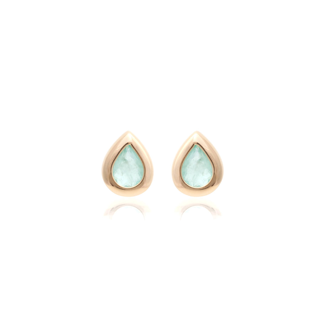 Bright Teardrop Light Blue Tourmaline Fusion Earrings, 18k Gold Filled