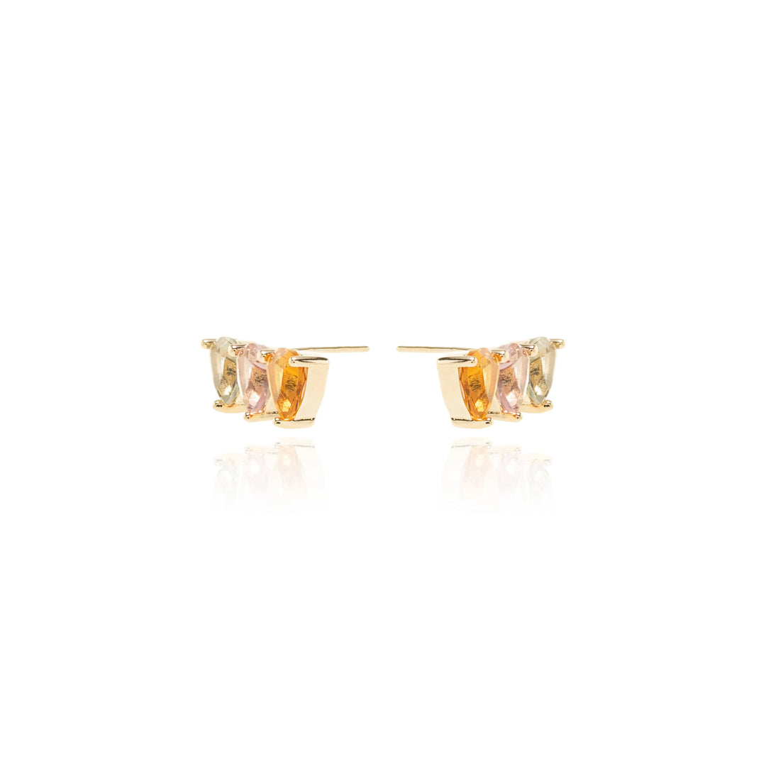 Bright Triangle Peridot Crystal Ear Cuff Earrings, 18k Gold Filled