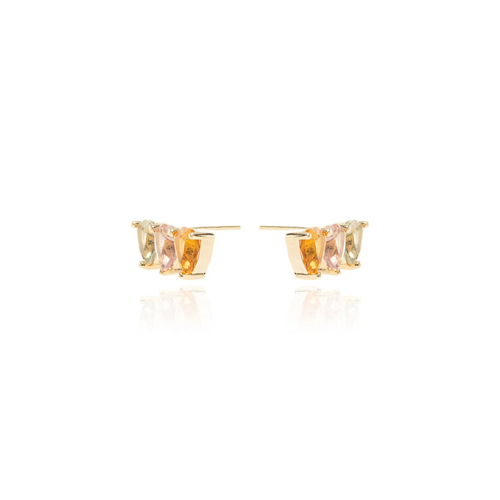 Bright Triangle Peridot Crystal Ear Cuff Earrings, 18k Gold Filled