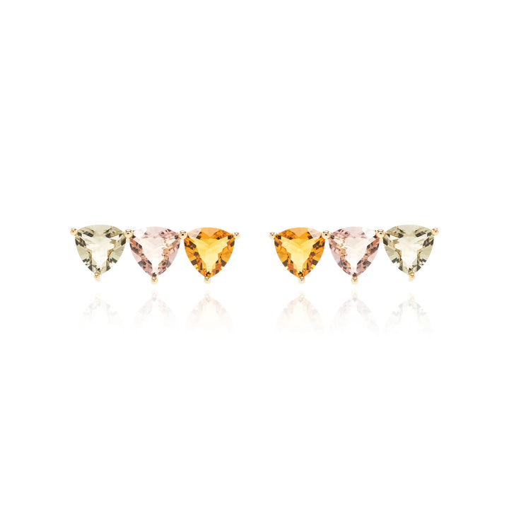 Bright Triangle Peridot Crystal Ear Cuff Earrings, 18k Gold Filled