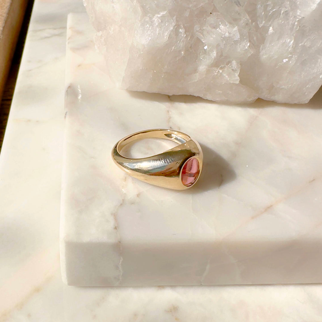 Bright Modern Bold Oval Ring,18k Gold Filled