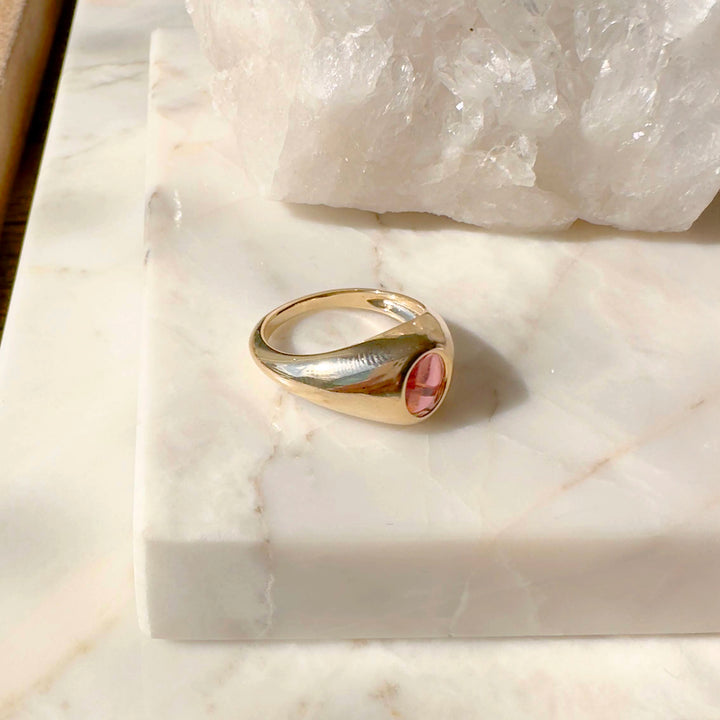 Bright Modern Bold Oval Ring,18k Gold Filled