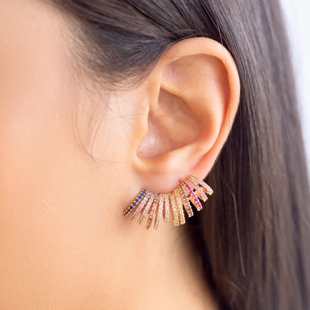Bright Modern Wave Ear Cuffs Earrings, 18k Gold Filled