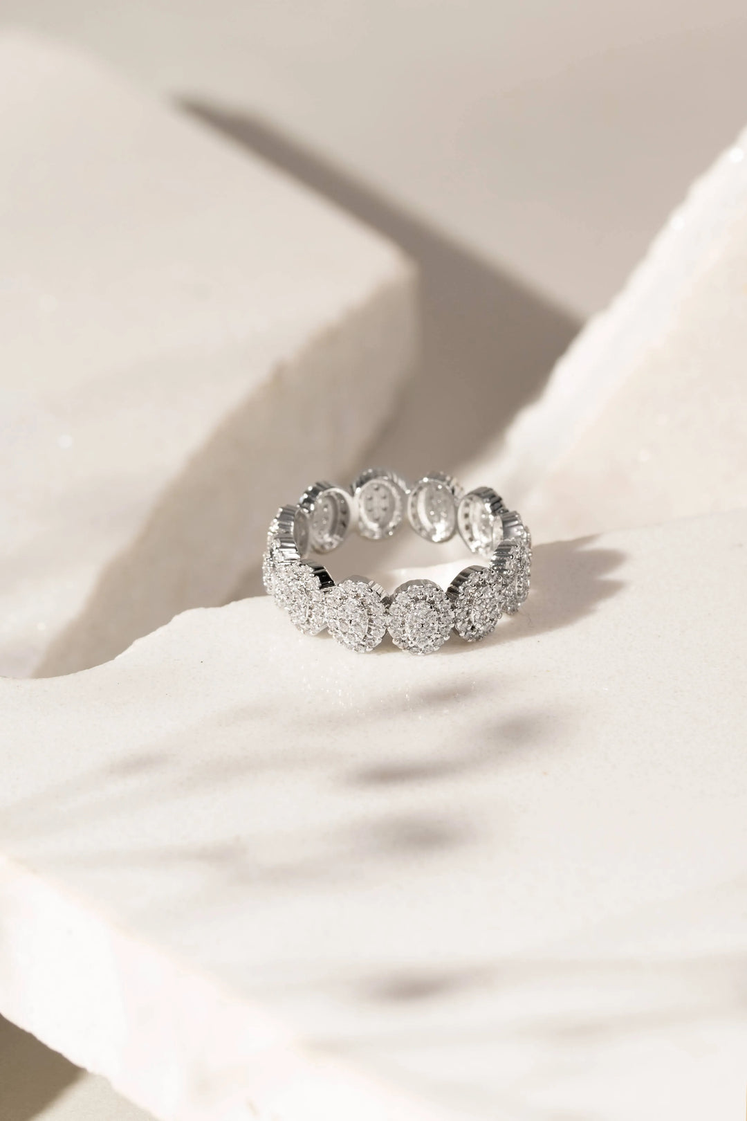 Oval Band Ring with white cubic zirconia rhodium plated Elladora Store Australia