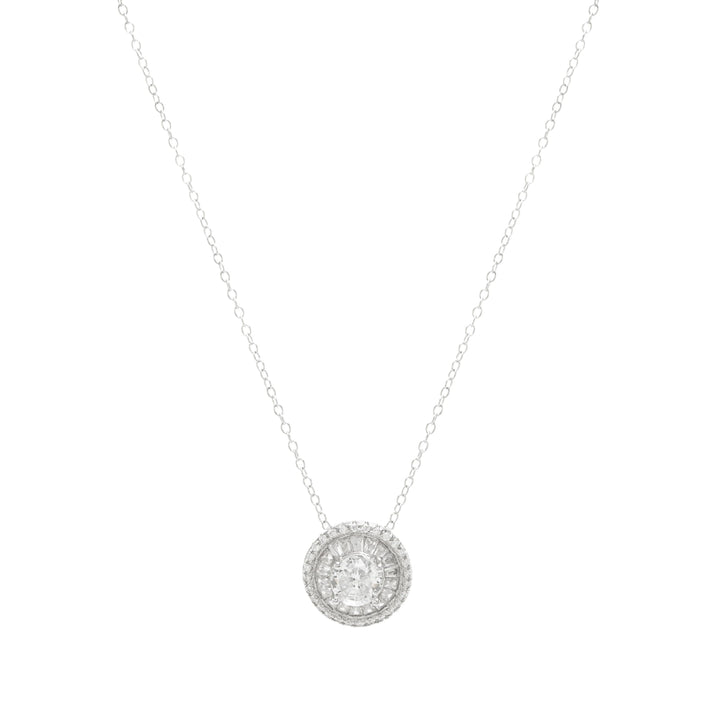 Bright Round White Crystal Pendant Necklace, 925 Sterling Silver Elladora Store Australia