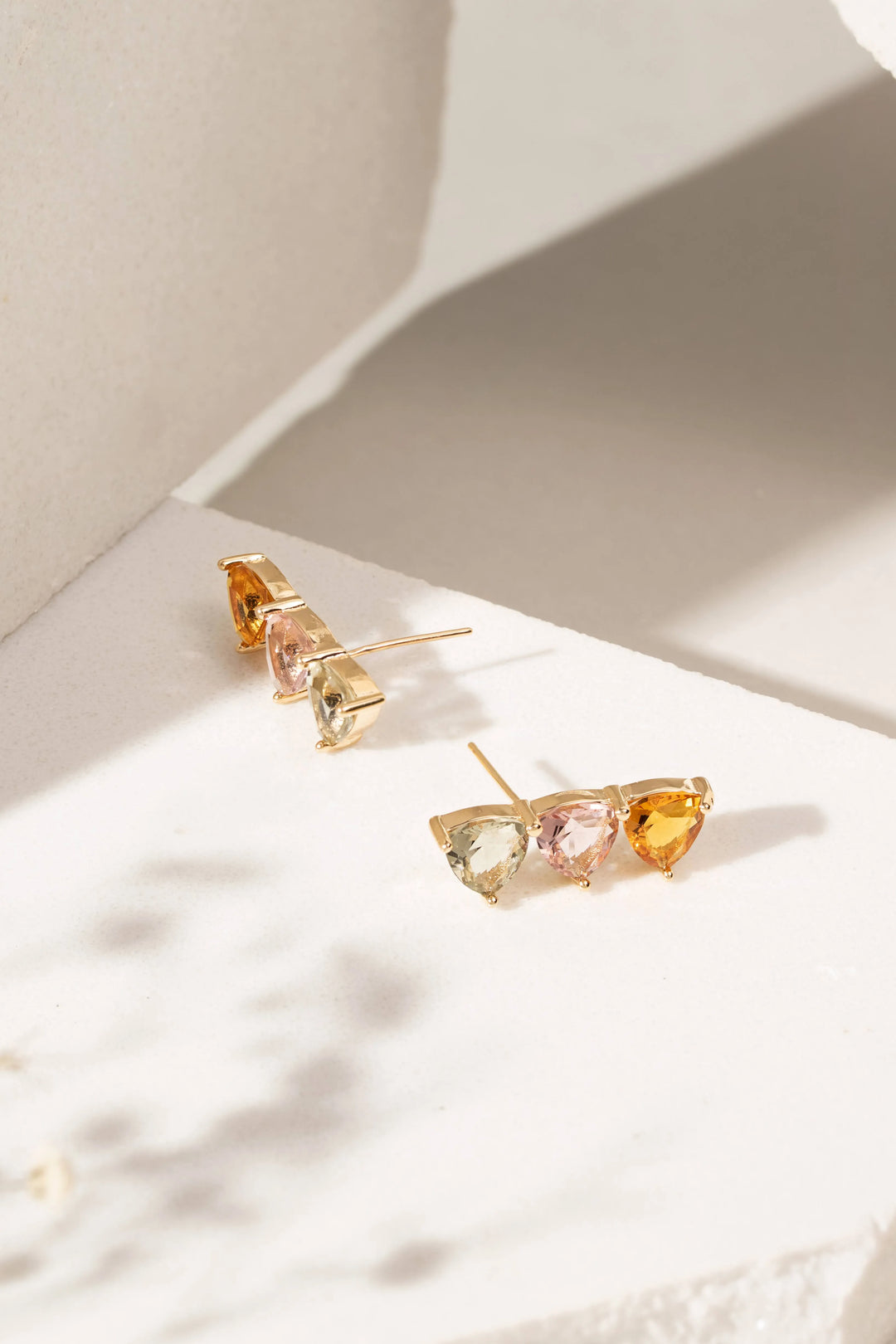 Triangle Peridot Crystal Ear Cuff Earrings 18k gold filled Elladora Store Australia