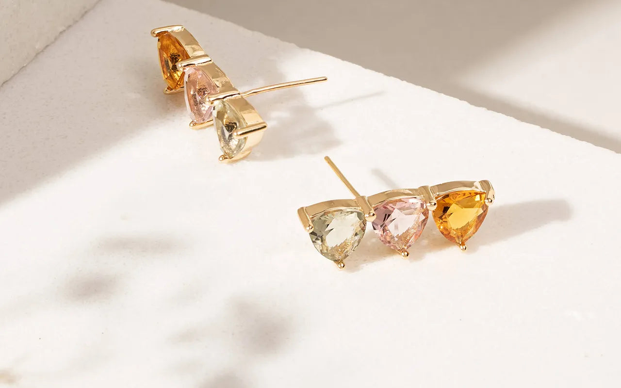 Triangle Peridot Crystal Ear Cuff Earrings 18k gold filled Elladora Store Australia
