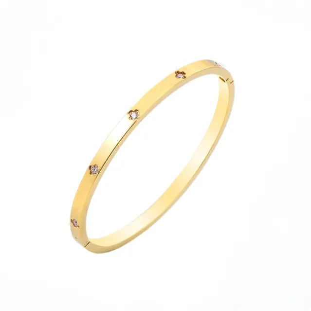 Classic Mini Stars Bangle Bracelet, Stainless Steel 18k Gold Plated