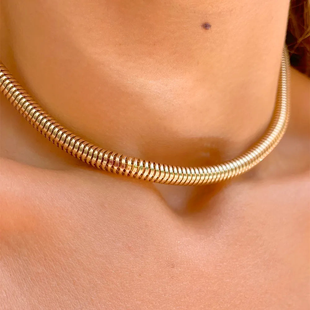 Classic Modern Bold Necklace, 18k Gold Plated