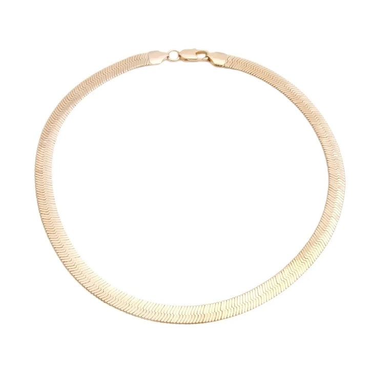 Classic Modern Flat Necklace, 18k Gold Plated