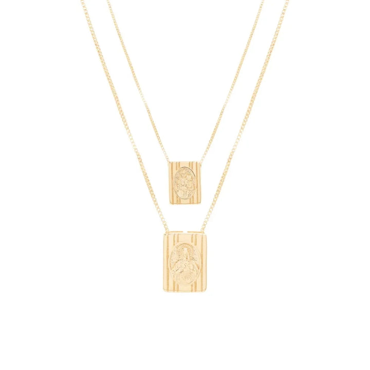 Classic Modern Scapular Necklace, 18k Gold Plated