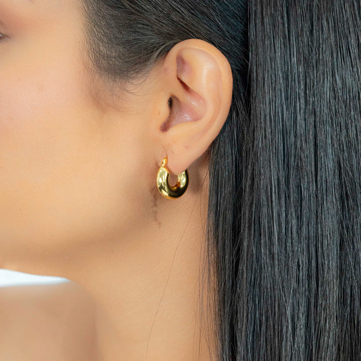 Classic Round Hoops Earrings, 925 Sterling Silver & Gold Plated