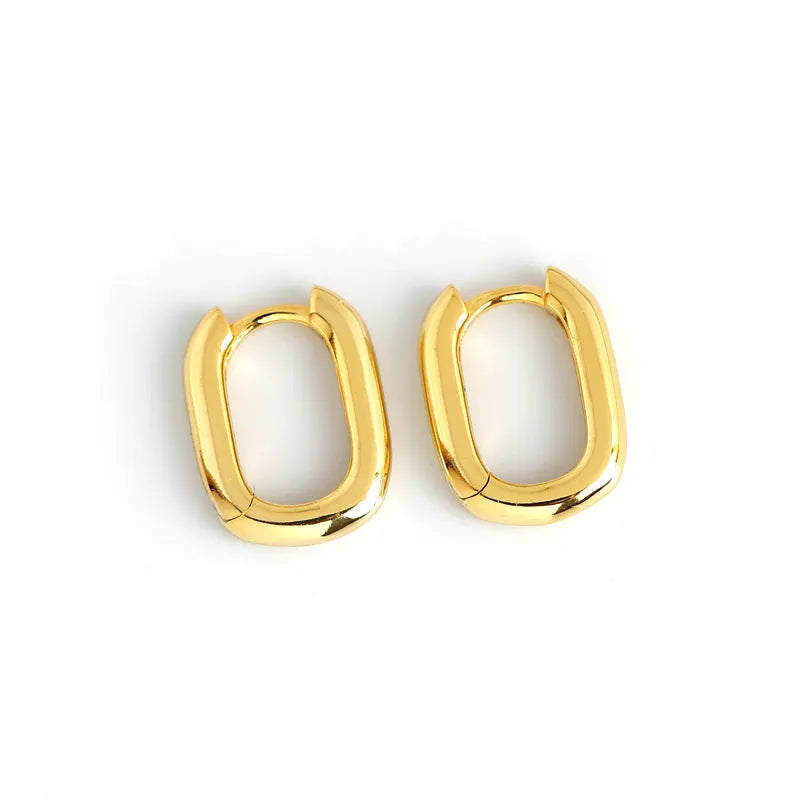 Classic Square Huggie Earring, 925 Sterling Silver & 18k Gold Plated