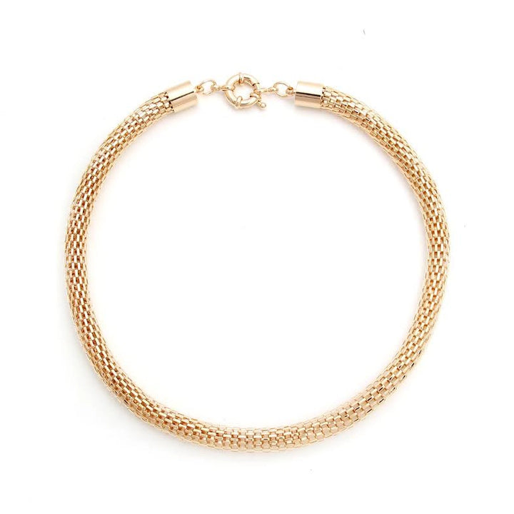 Classic Modern Mesh Necklace, 18k Gold Plated