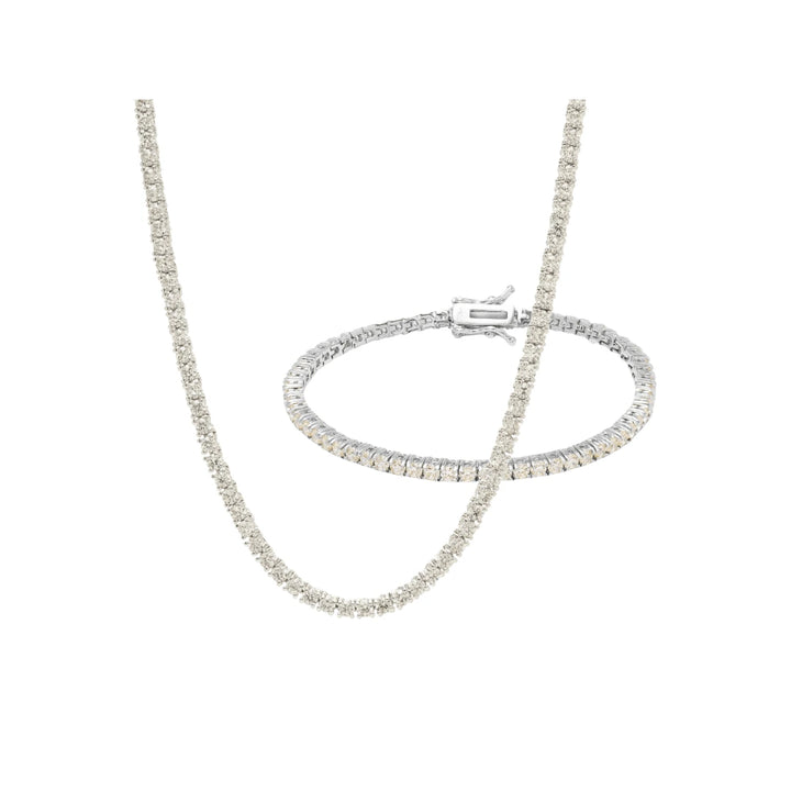 Lemon Zirconia Tennis Bracelet and Necklace Set, Rhodium Plated