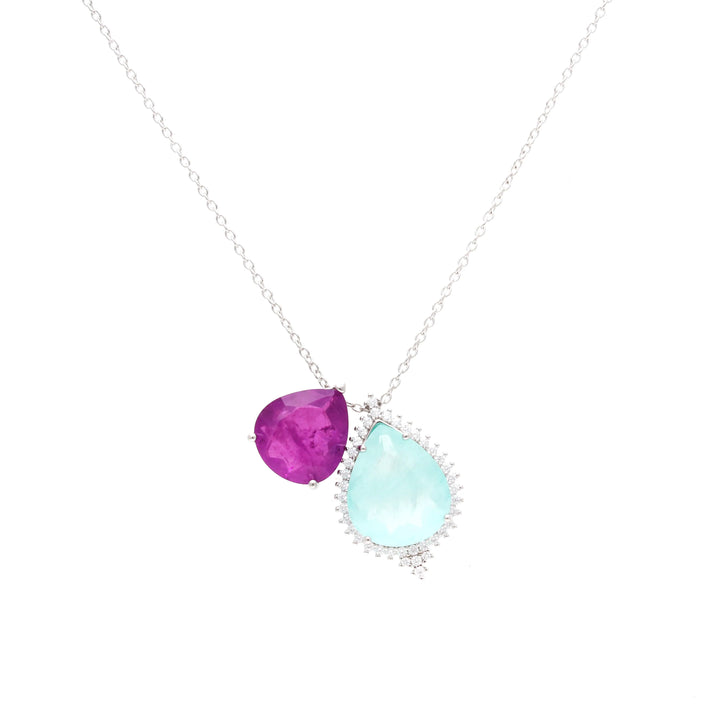 Alia Light Tourmaline & Amethyst Fusion Necklace, 925 Sterling Silver